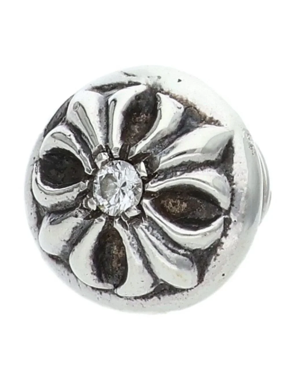 Chrome Hearts Stud Crsbll Dia Cross Ball Silver Earrings